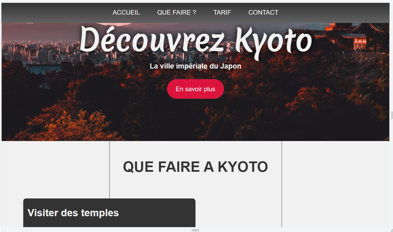 un site web qui represente kyoto